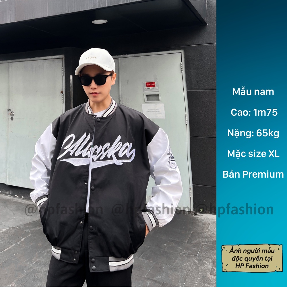 Áo bomber Varsity Jacket form rộng Alaska vải dù cao cấp ❤️ Áo khoác bóng chày dáng Unisex nam nữ D09 - Happy Style