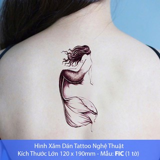 Hình Xăm Dán Tattoo Cao Cấp Hình Người Cá Tờ Lớn 12x19cm - Mẫu FIC