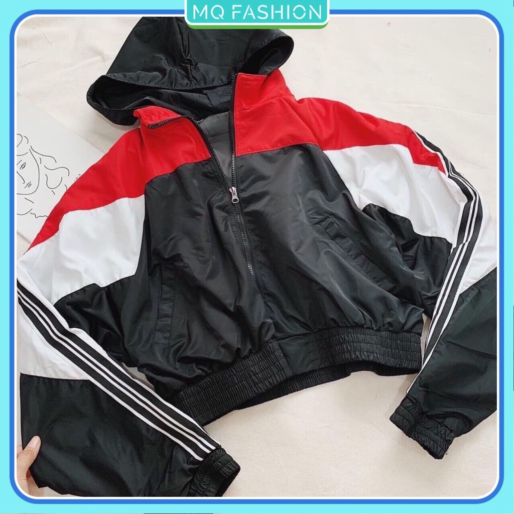 Áo khoác chống nắng có mũ form rộng nữ cánh dơi phối màu chạy dây sọc tinh tế ấn tượng MQ Fashion KD16