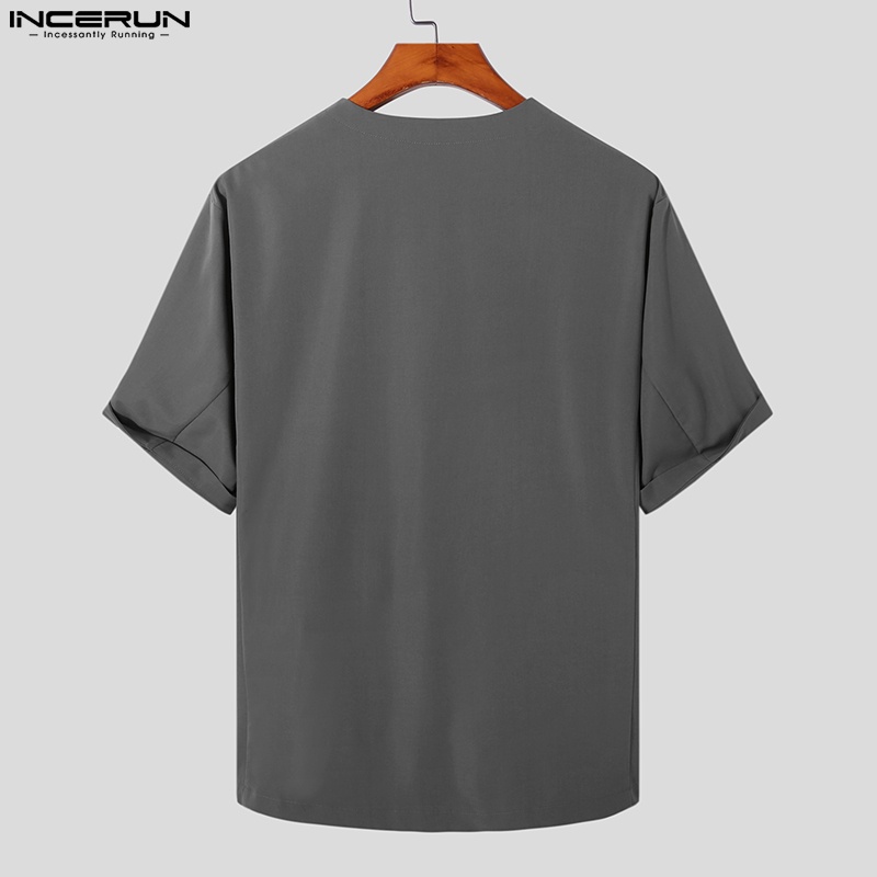 Áo sơ mi INCERUN cho nam tay lửng S-5XL