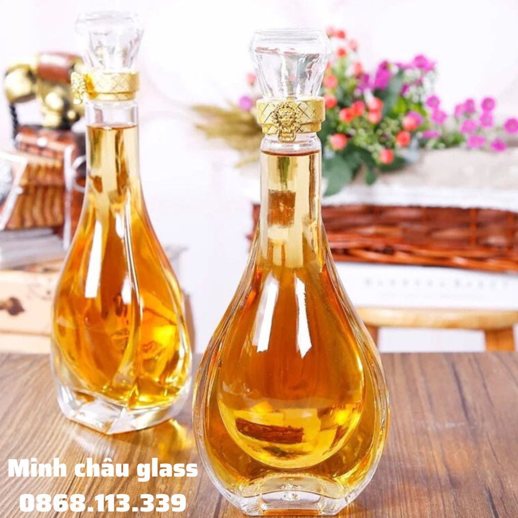 Chai Thủy Tinh Đựng Rượu Cao Cấp 500ml vỏ bình thủy tinh ngâm rượu tinh tế cực sang mẫu hình giọt nước 500ml đẹp