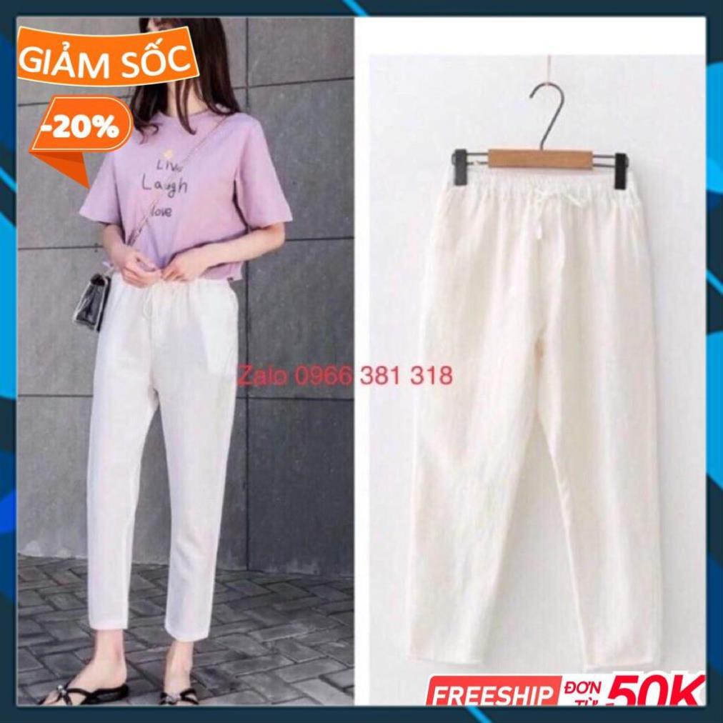 Quần baggy đũi xước,quần đũi nữ dáng dài cạp chun trẻ trung năng động mã leg39