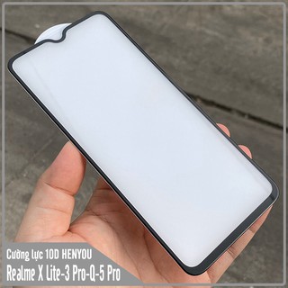 Kính cường lực 10D Cho Oppo Realme 5 Pro / X Lite / 3 Pro / Q Full viền Đen HENYOU