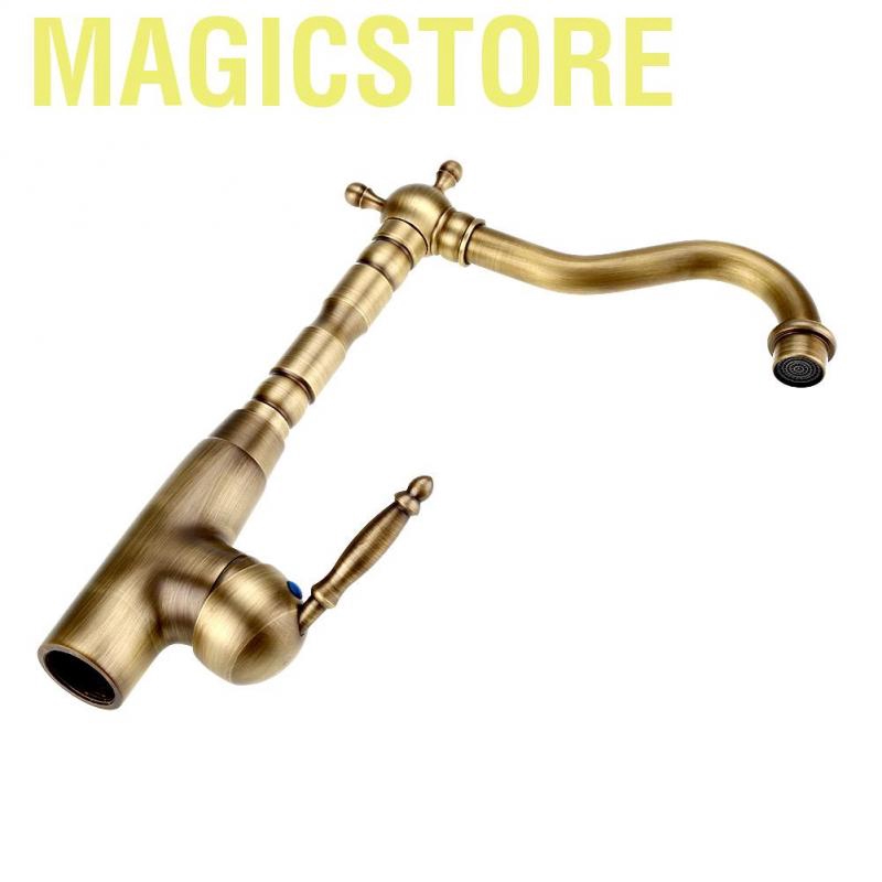 Magicstore Antique Retro Style Solid Brass Kitchen Bathroom Basin Sink Faucet Hot &amp; Cold Pipes Mixer Tap