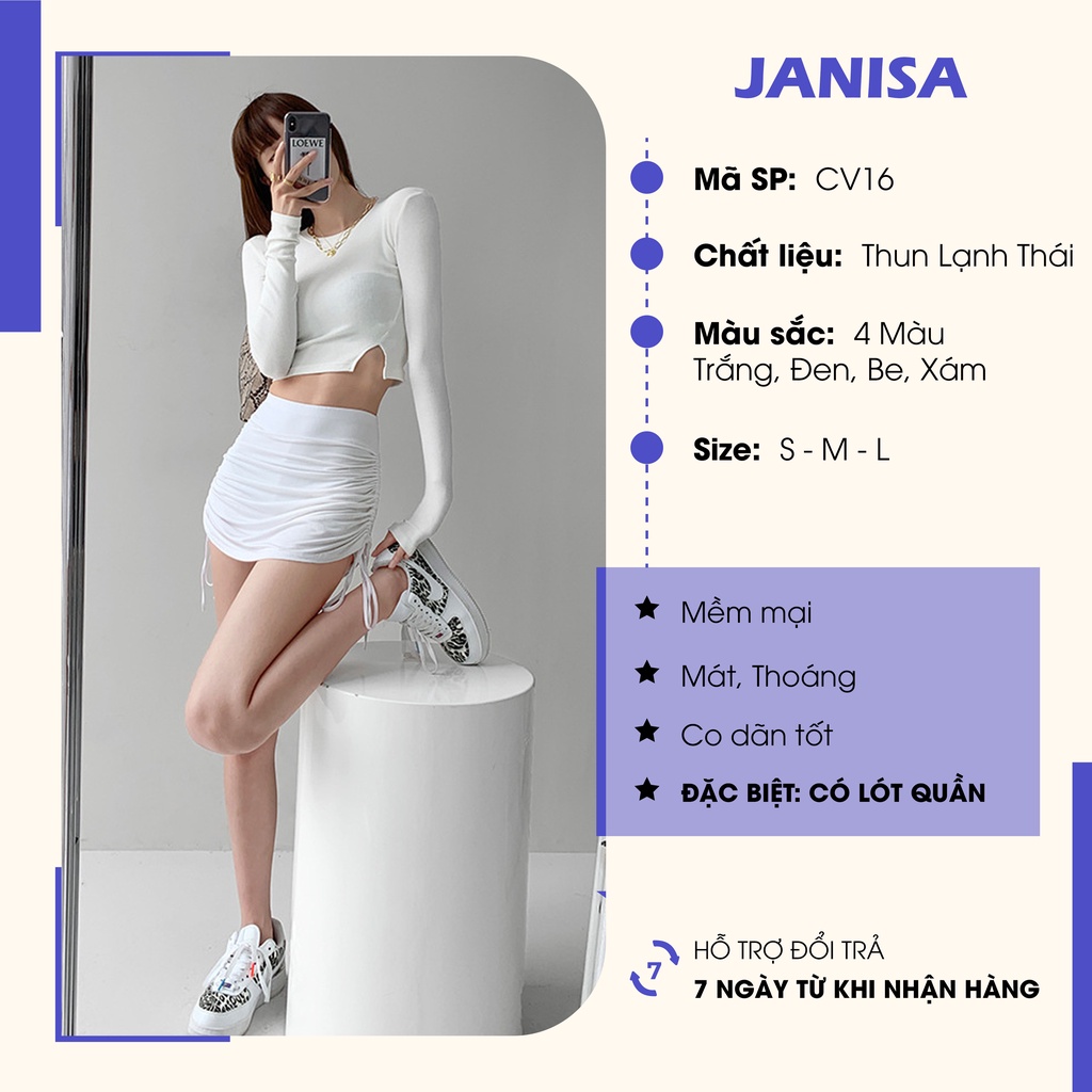 Chân váy ngắn ulzzang xếp ly rút dây ôm body lưng cao JANISA CV16 | BigBuy360 - bigbuy360.vn