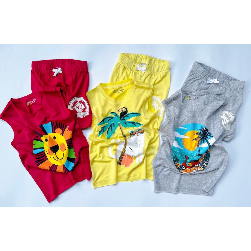 Bộ quần áo bé trai bé gái 1 đến 6 tuổi đồ bộ ba lỗ cho bé thun cotton cao cấp - STRB