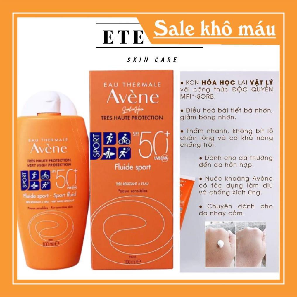 Kem chống nắng  AVÈNE Sort Fluid SPF50+, Kem chống nắng an toàn hiệu quả