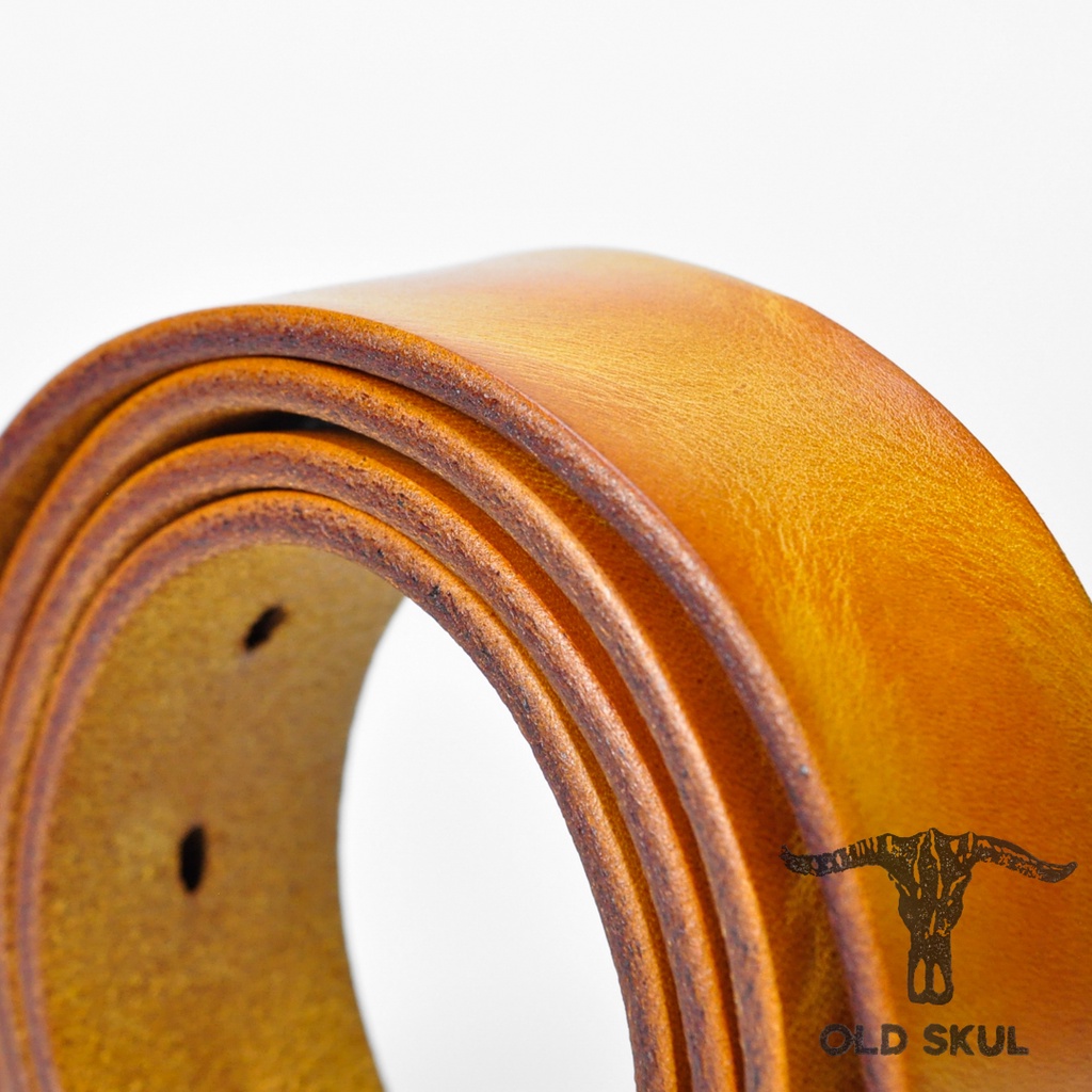 Dây lưng da nam bản 33mm Old Skul DL6339, da bò veg Ý, khóa đồng thau đúc, hoàn thiện tinh xảo