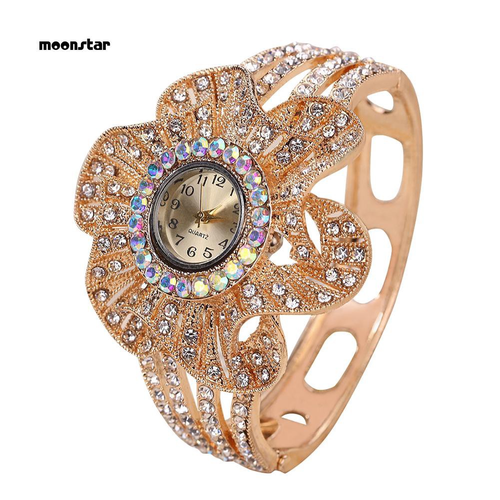 Đồng hồ nữ dây kim loại mặt hoa đính đá thời trang | BigBuy360 - bigbuy360.vn