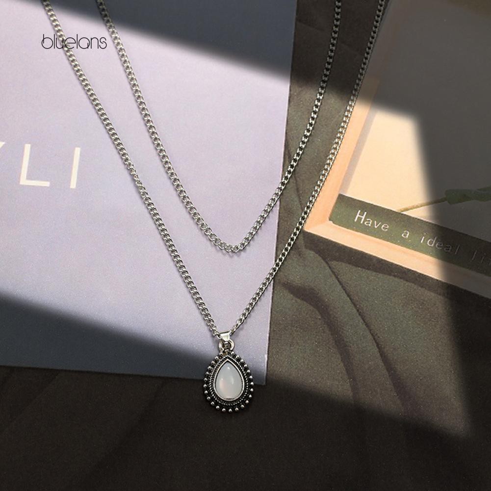 Vòng cổ Mặt Đá Opal Hình Giọt Nước Thời Trang Cho Nữ