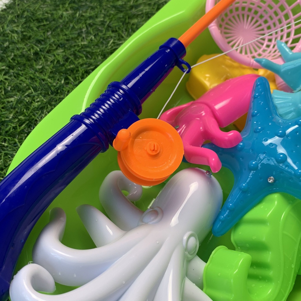 [Có Thau Đựng] Bộ Đồ Chơi Câu Cá Cho Bé Khám Phá Sinh Vật Biển, Đồ Chơi Giải Trí , Giảm Stress