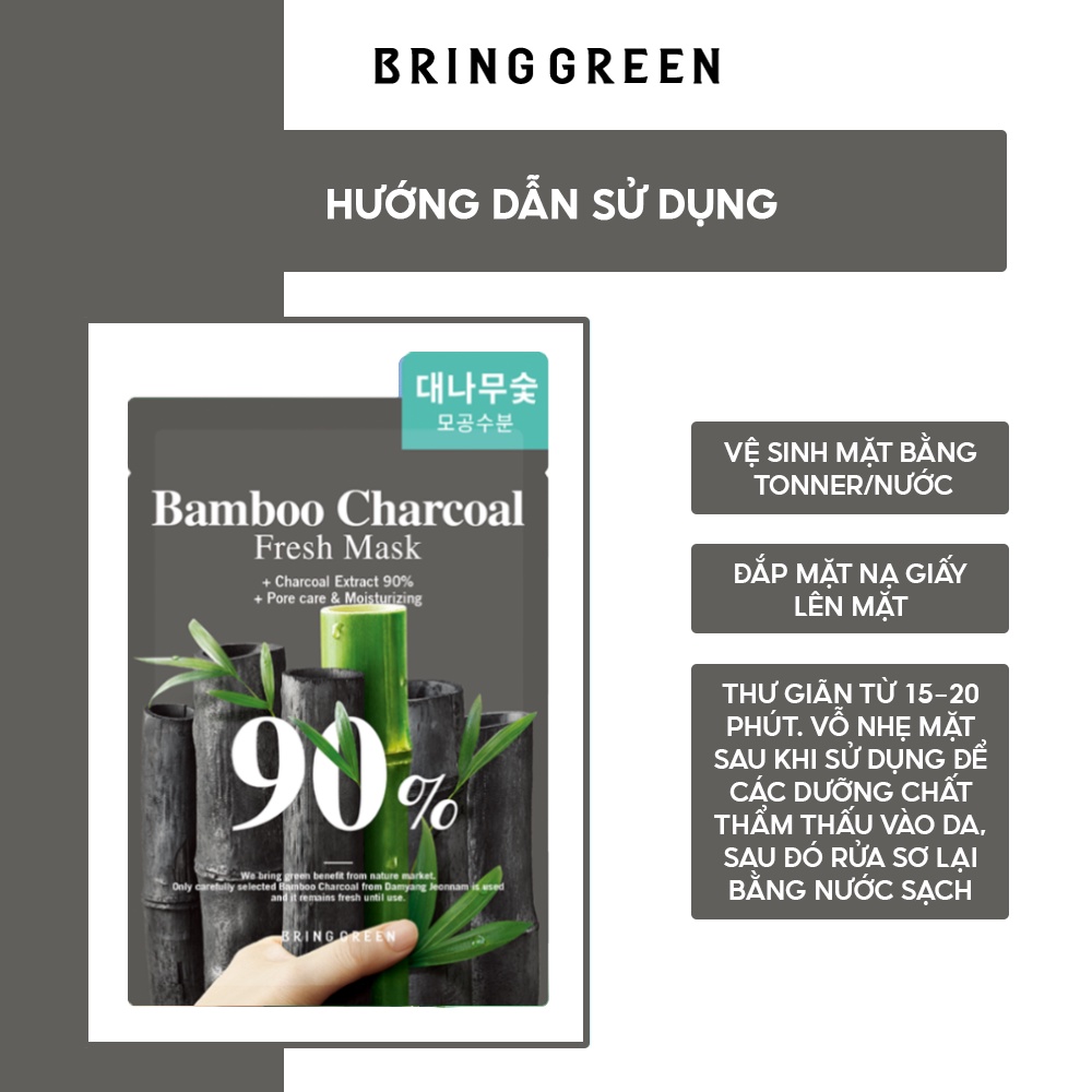 Mặt Nạ Than Tre Dưỡng Da Bring Green Charcoal 90% Fresh Mask 20g (10pcs)