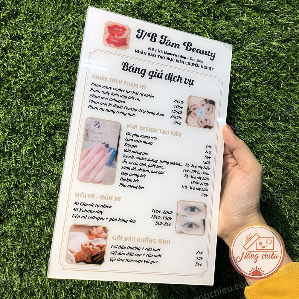 Menu / Bảng giá dịch vụ cho Spa Beauty - Thiết kế thông tin theo yêu cầu