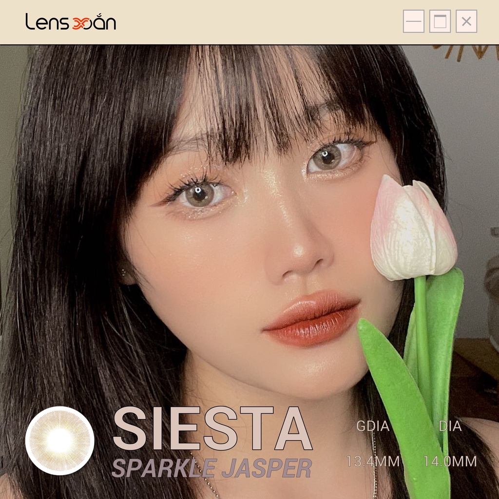 KÍNH ÁP TRÒNG SIESTA SPARKLE JASPER CỦA COLOR CL: Lens PC Hydrogel nâu nhũ sáng tây không viền | Lens Xoắn (GIÁ 1 CHIẾC)