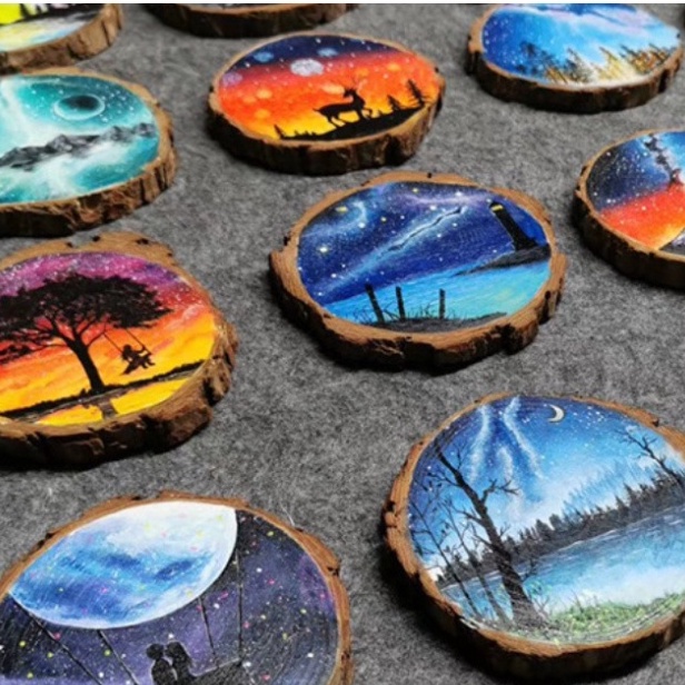 Miếng gỗ thông tự nhiên mộc mạc trang trí chụp ảnh, làm handmade