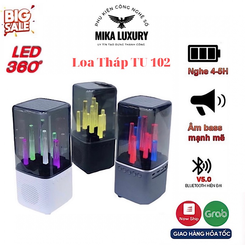 Loa bluetooth Đèn Led hình tháp TU-02 sáng theo nhạc Bass mạnh công suất 20W [BH 06 Tháng 1 đổi 1]