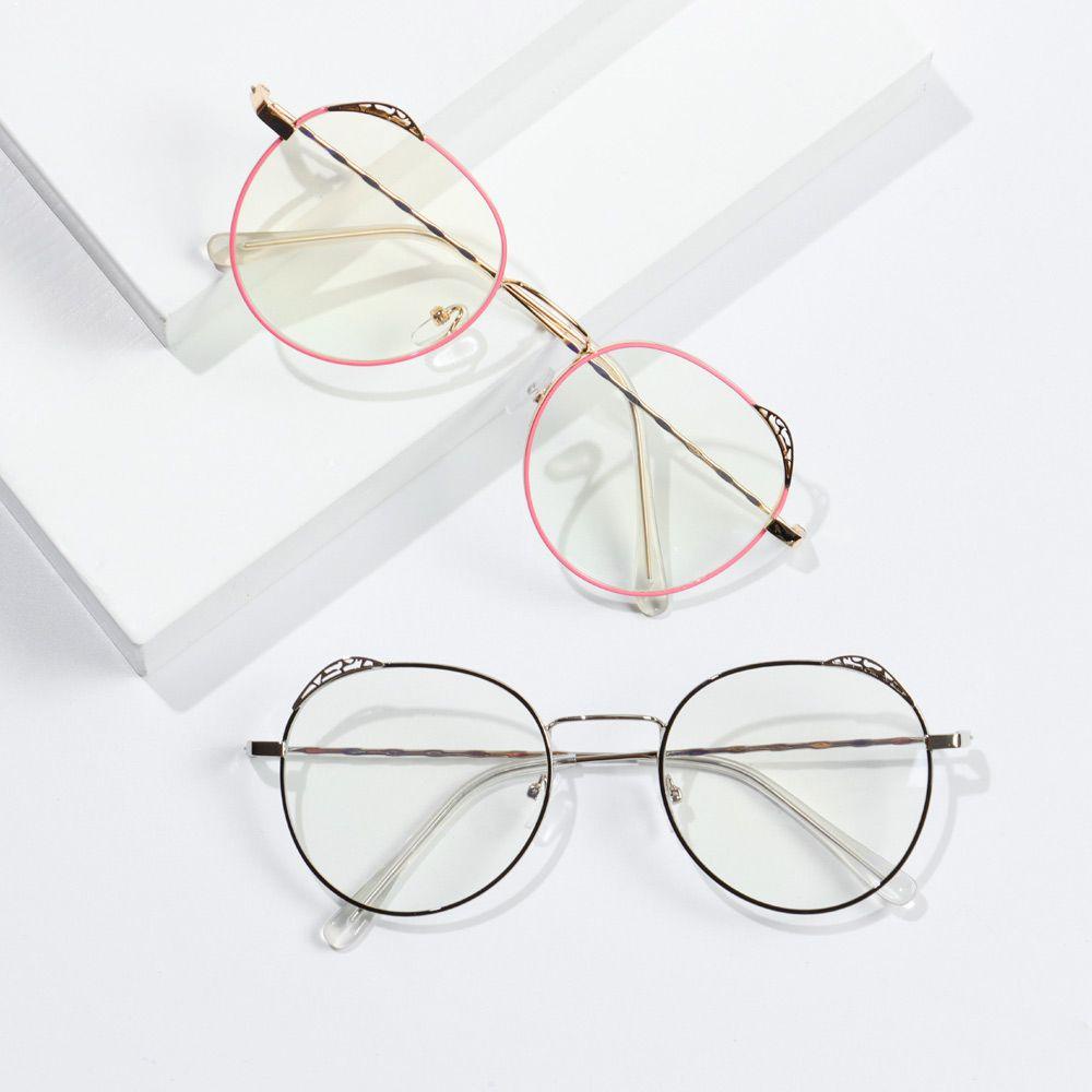 Kính Mắt Gọng Tròn Unisex Tráng Gương Hình Tai Mèo
