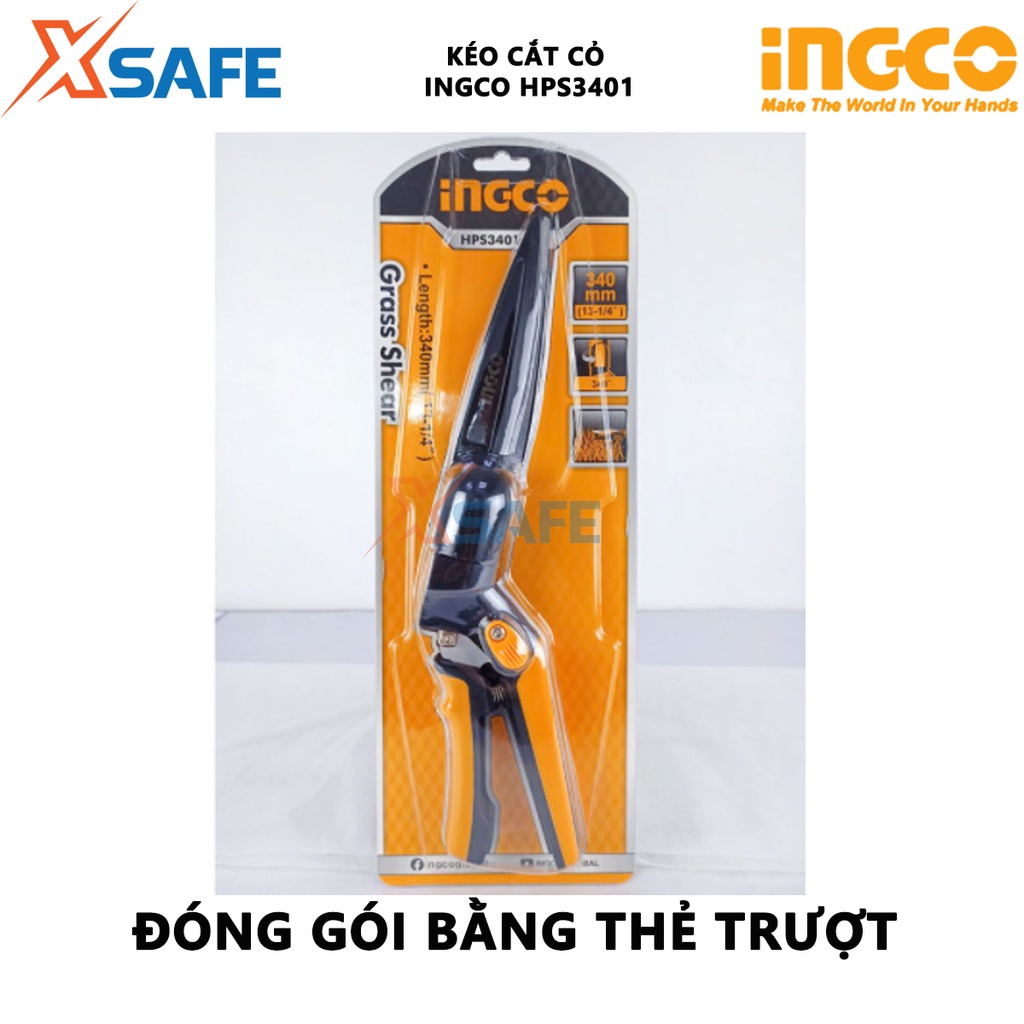 Kéo cắt cỏ INGCO HPS3401 Kéo làm vườn xoay 340 độ, tay cầm nhựa ABS cứng cáp, chịu nhiệt với lớp phủ chống dính