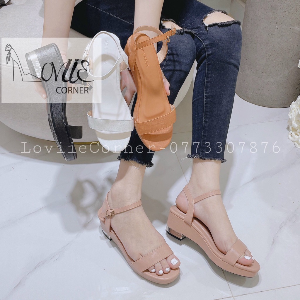 GIÀY ĐẾ XUỒNG LOVIIECORNER - SANDAL CAO GÓT ĐẾ BẰNG 5 PHÂN - SANDAL XUỒNG NỮ QUAI NGANG 5CM S190818