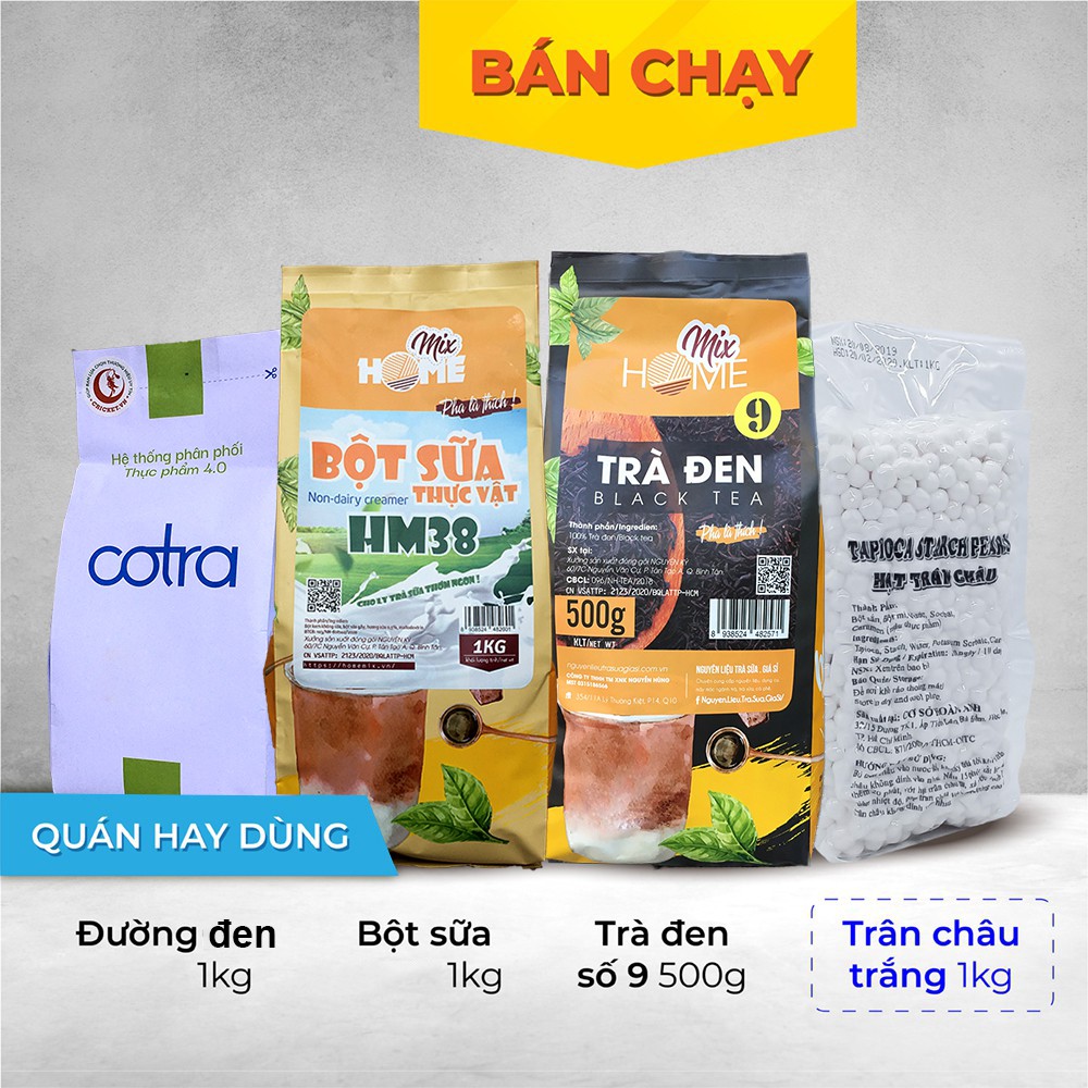Combo Trà Sữa Truyền Thống - Quán Hay Dùng ( Trà Đen Số 9 + Bột Sữa + Trân Châu + Đường Đen) | BigBuy360 - bigbuy360.vn