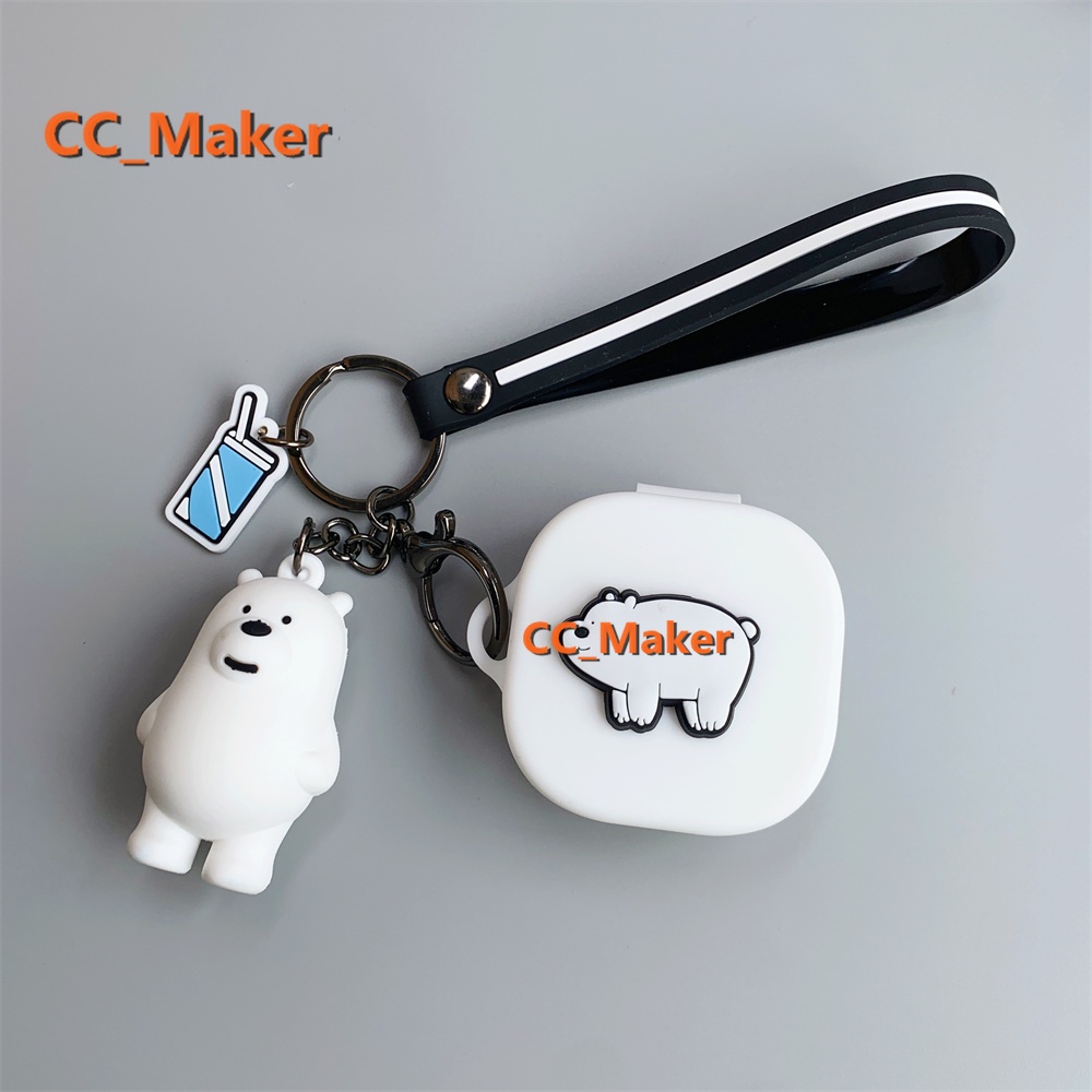 SoundPeats Air2 Case Cartoon We Bare Bears Keychain Pendant SoundPeats True Air2 Silicone Soft Shell Case Cute Solid Color Ring Lanyard Cute Panda Pendant SoundPeats Air2 Cover Shockproof Shell Case