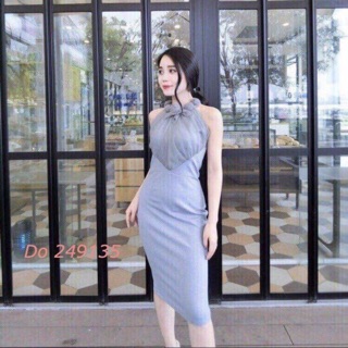 Đầm body dự tiệc cổ yếm sang trọng. Hàng thiết kế tôn dáng chuẩn form