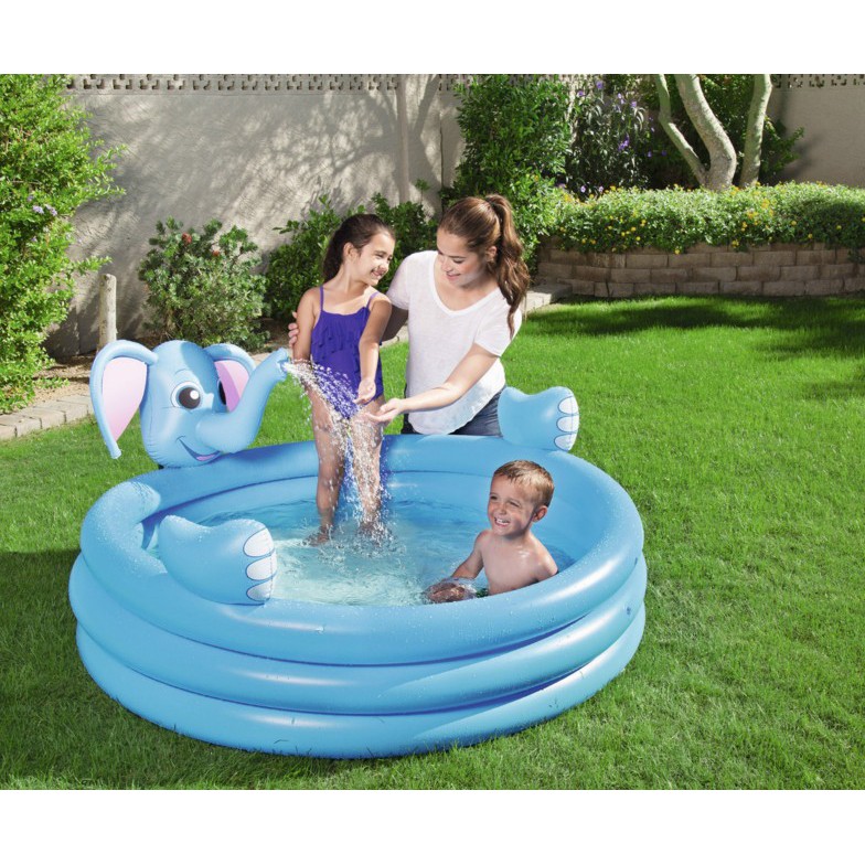 Bể bơi phao 3 tầng hình voi dễ thương có vòi phun nước cho bé, đồ gia dụng FAMAHA