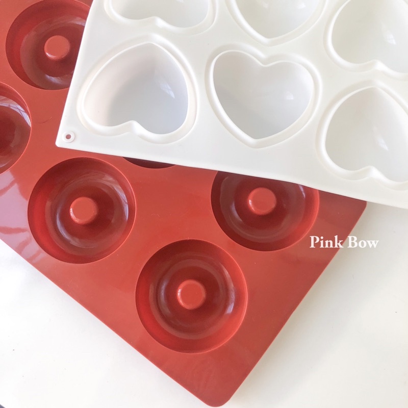 Khuôn silicon làm bánh hình DONUTS/HOA/TRÒN/TRÁI TIM đủ màu size 3cm-6cm-7cm