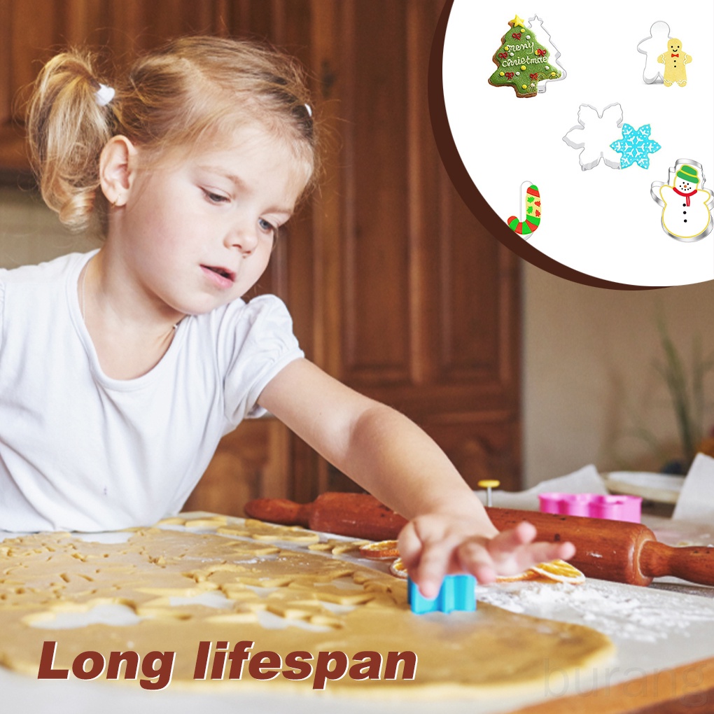 Set 5 khuôn làm bánh quy bằng thép không gỉ phong cách giáng sinh