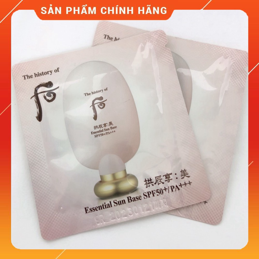 Gói sample kem chống nâng tone che khuyết điểm thay thay KEM LÓT -  Whoo Gongjinhyang Mi Essential Sun Base Spf50+/pa+++