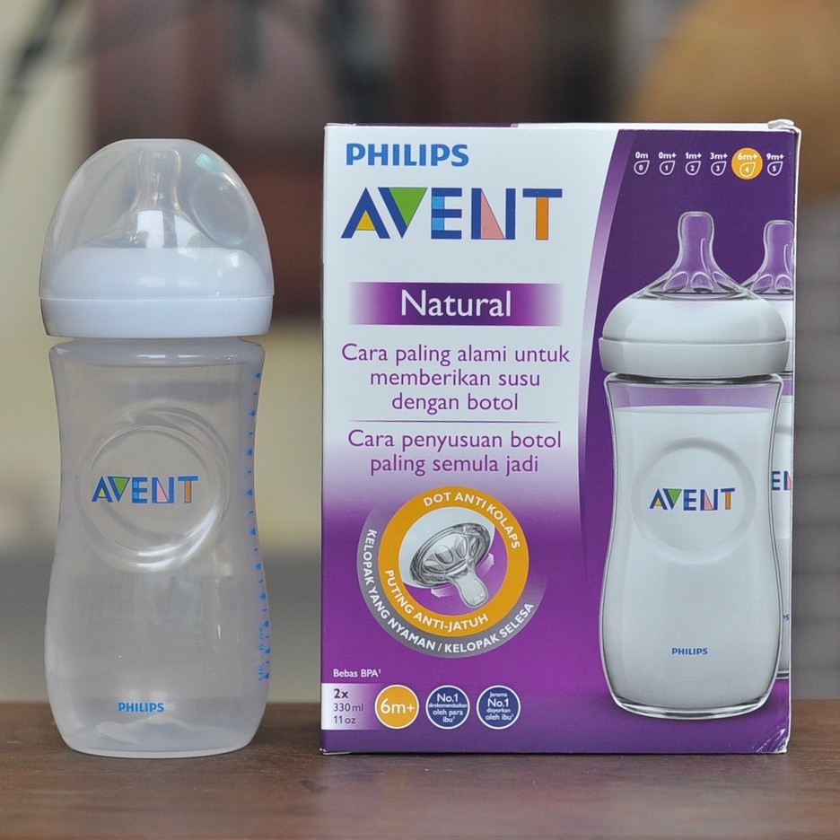 Bộ 2 bình sữa Philips Avent Natural 330ml/bình bằng nhựa PP, không có BPA