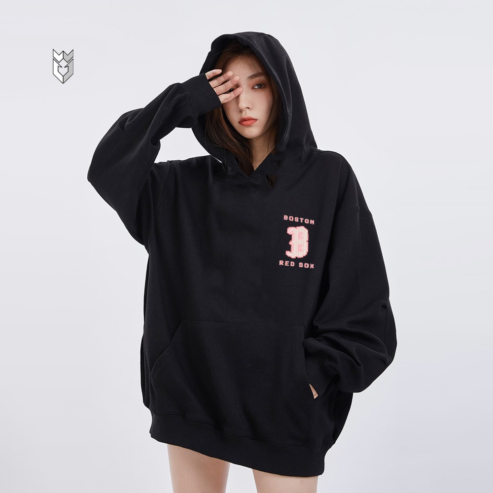 Áo nỉ hoodie unisex form rộng logo B.red sox - GW Shop