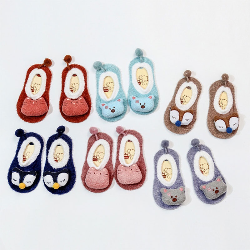 Vớ cotton chống trượt thiết kế hoạt hình đáng yêu dành cho trẻ sơ sinh từ 0-2 tuổi