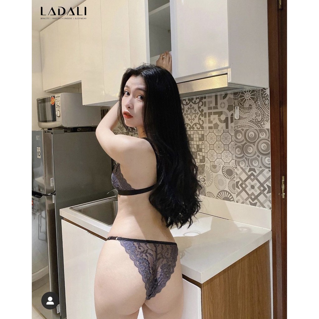 Bộ Đồ Lót Ren Bralette Không Gọng Mút Mỏng Màu Blueberry Hàng Thiết Kế Ladali | BigBuy360 - bigbuy360.vn