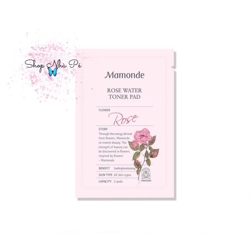 Nước hoa hồng dạng miếng Mamonde Rose Water Toner Pad (1 gói 2 miếng)