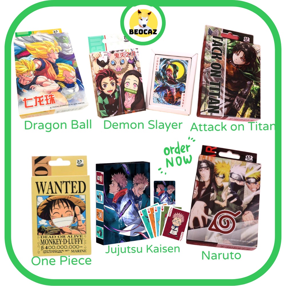 [Hỏa Tốc][Full Box] Bộ bài tây tú lơ khơ anime Demon Slayer Naruto Dragon Ball One Piece Jujutsu Kaisen Attack on Titan