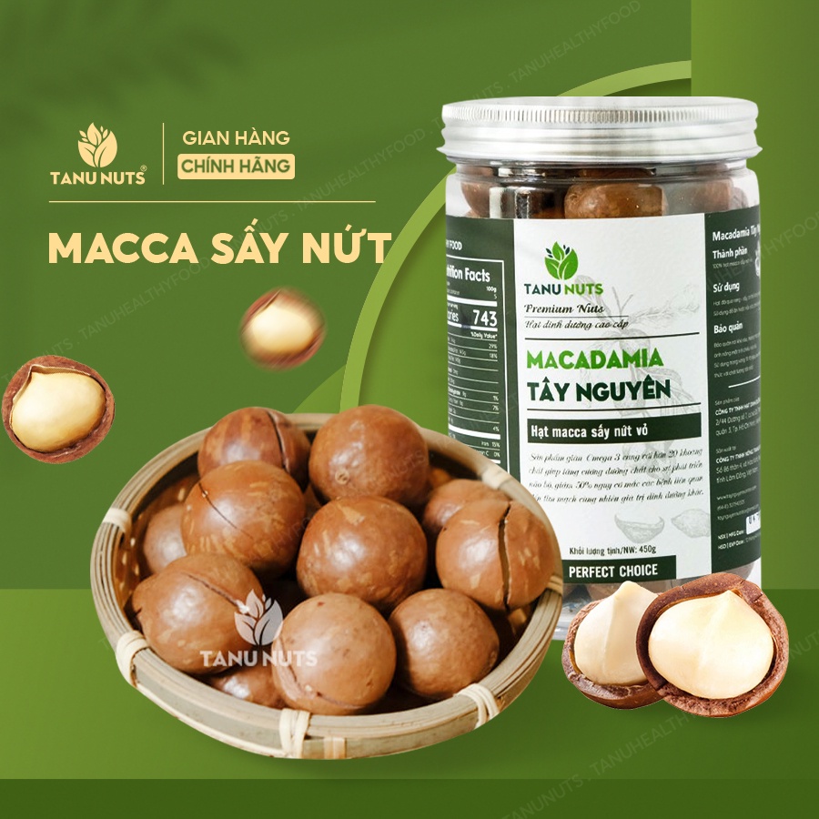 Hạt macca nứt vỏ TANU NUTS, hạt mắc ca Tây Nguyên đã rang sấy hạt ngũ cốc dinh dưỡng cho bà bầu, ăn kiêng, giảm cân