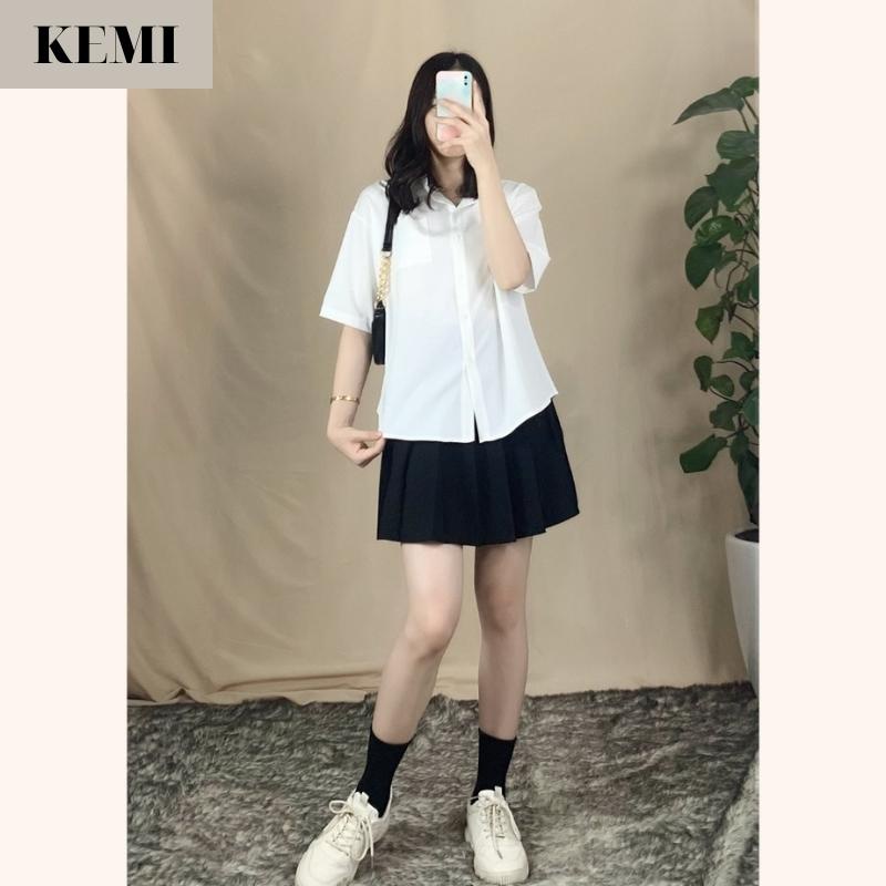 Aó sơ mi trắng unisex, basic, form rộng, trẻ trung năng động, hàng đẹp, dành cho học sinh sinh viên đi học - Kemi