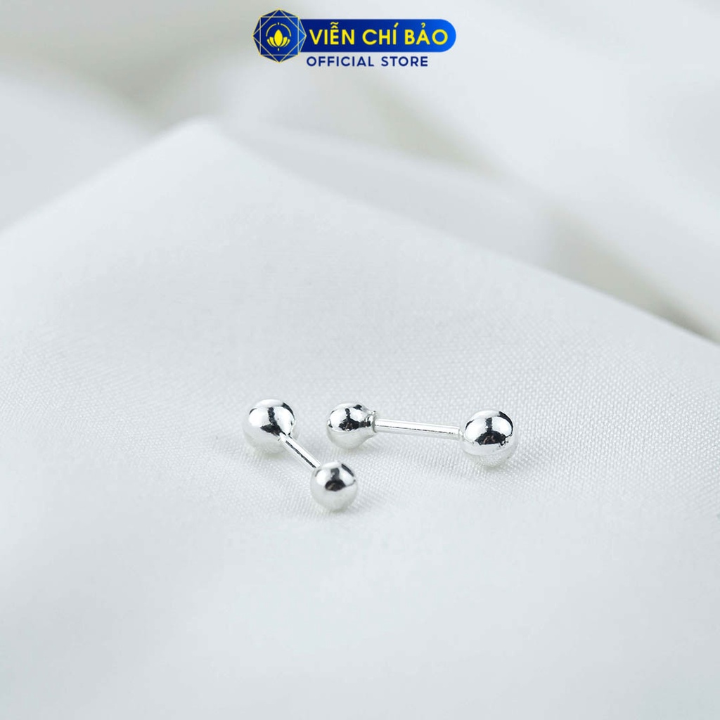 Bông tai bạc nữ bi chốt xoáy chất liệu bạc 925 thời trang phụ kiện trang sức Viễn Chí Bảo B400746x