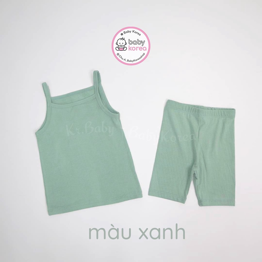Bộ 2 dây bé trai gái, bộ quần áo hè thun lạnh trơn mềm Hàn Quốc cho bé 2 3 4 5 6 7 tuổi thời trang trẻ em BABY KOREA