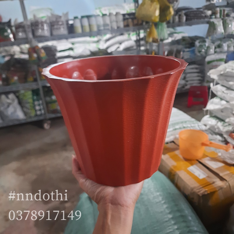Chậu nhựa sọc khía tròn đường kính 18cm - 20cm - 23cm