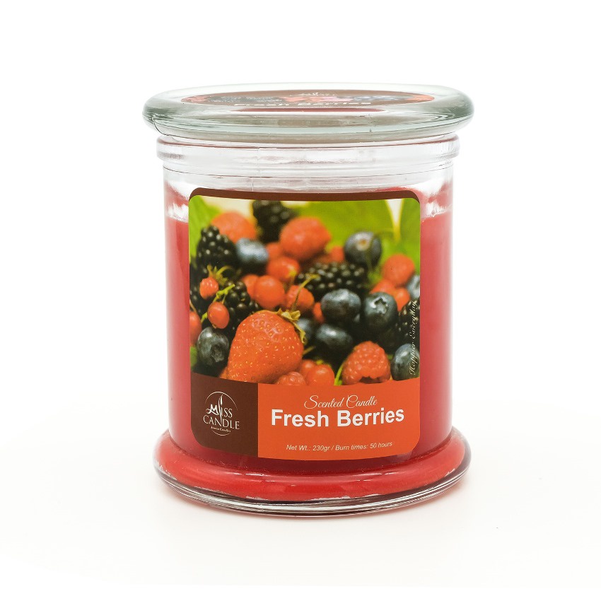 Nến thơm hũ Miss Candle NQM3414 Fresh Berries 230g (Hương dâu tây)