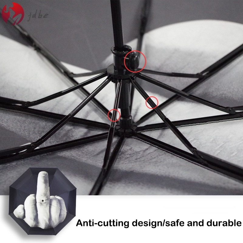 Dù Gấp Chống Gió In Hình Ngón Tay Giữa Màu Đen Dành Cho Nam Và Nữ