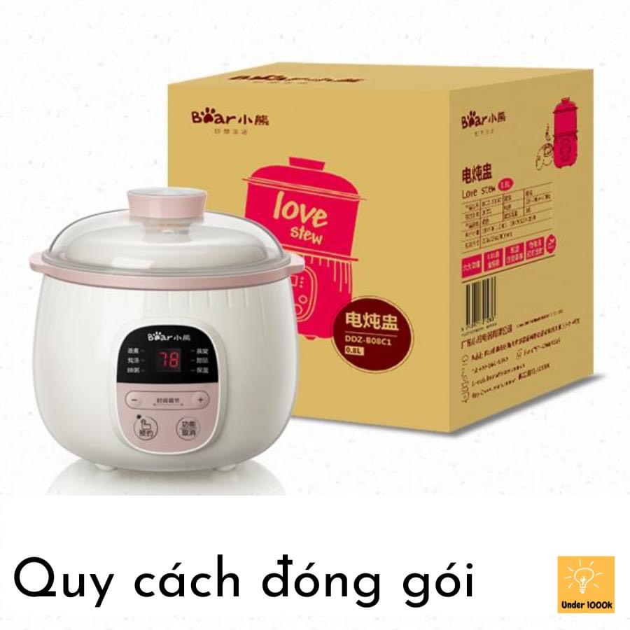 Nồi nấu cháo chậm, cách thủy và ninh hầm ăn dặm cho bé dung tích 0.8 lít và 1.6 lít