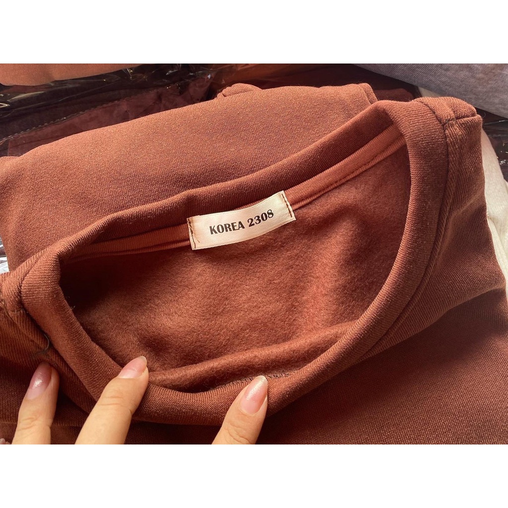 Set Bộ Nỉ Áo Sweater Quần Dài Set Bộ Nỉ Ngoại Tay Phồng Form Rộng Phong Cách Ulzzang Basic