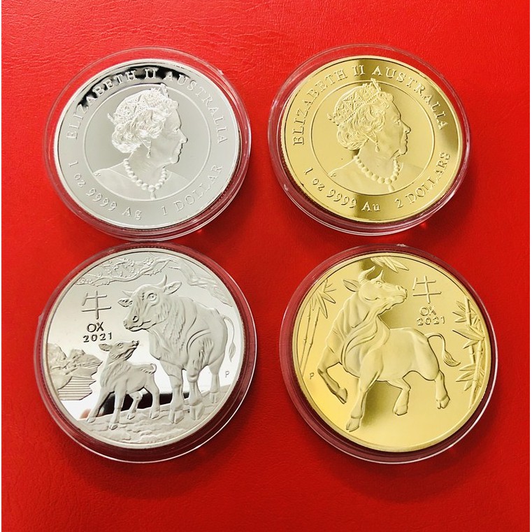 Cặp Đồng Xu Con Trâu Mạ Vàng Mạ Bạc Quà Phong Thủy May Mắn 2021 | BigBuy360 - bigbuy360.vn