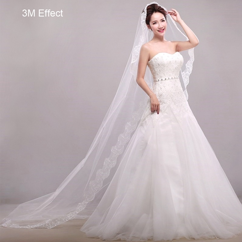 Mạng Che Mặt Bằng Vải Tuyn Màu Trắng Siêu Dài 1.5/2/3M Không Đầu Lược
