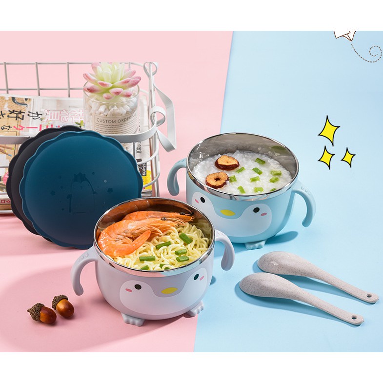 Bát Ăn Hình Chim Cánh Cụt Dễ Thương