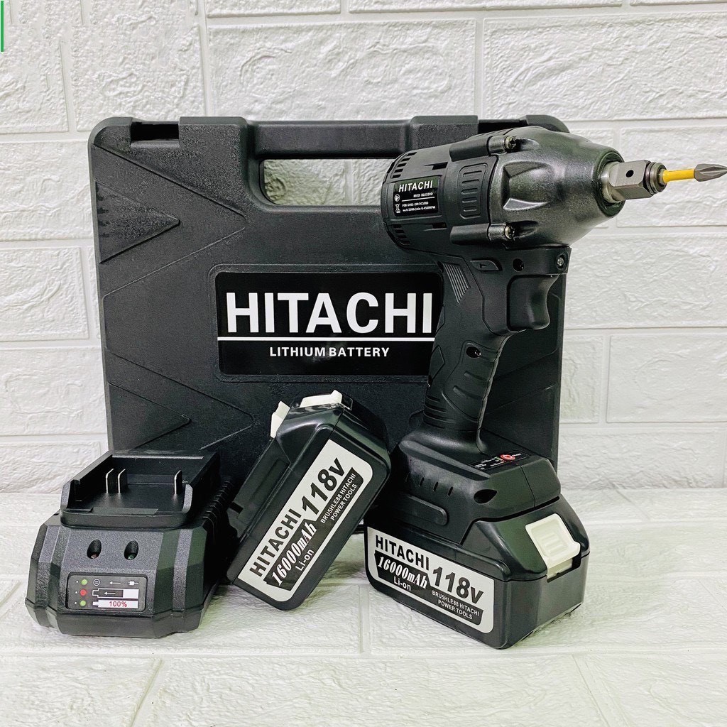 Máy siết bulong dùng pin không chổi than 118V Hitachi tặng kèm 01 khẩu 22MM