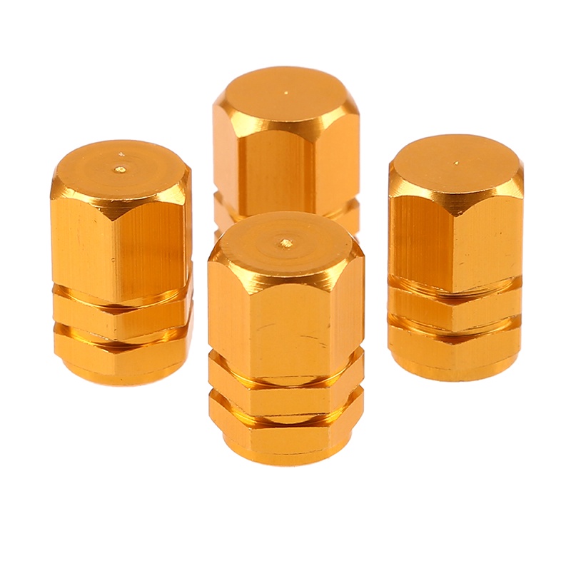 Bộ 4 Nắp Van Bánh Xe Hơi/ Xe Máy Bằng Hợp Kim Nhôm Hình Lục Giác Độc Đáo